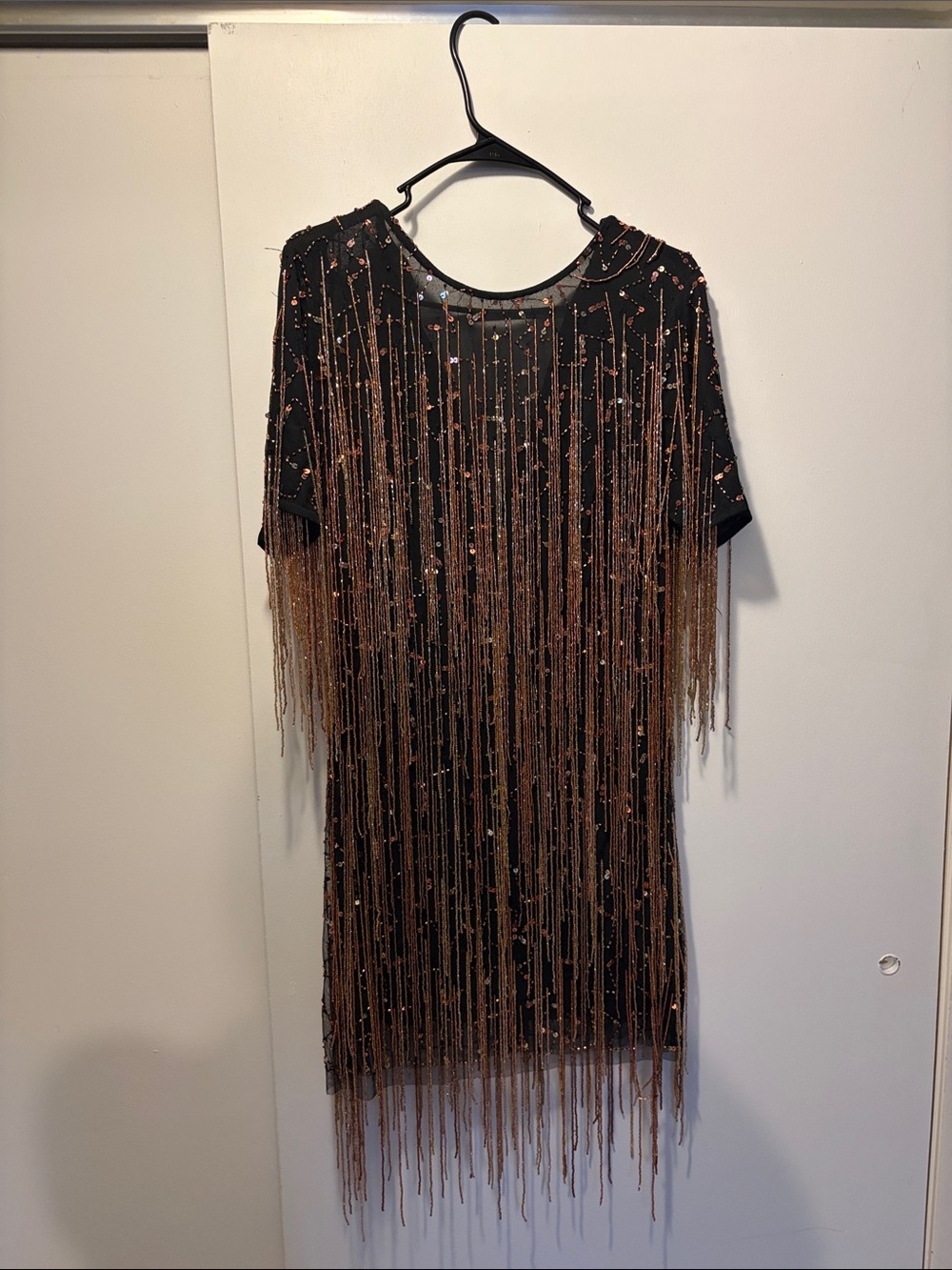 Black Fringe Sequin Dress